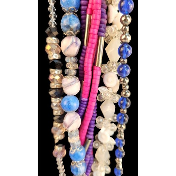 Multicolor Beaded Necklace Set With Rosary Cross & Stretch Bands Lot of 5 - Picture 3 of 10